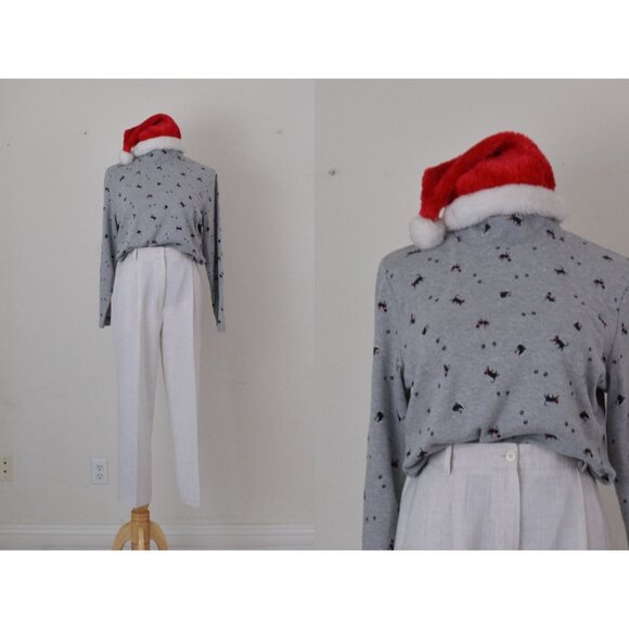 Christmas‎ Cat Mock Neck shirt size L - Picture 1 of 10